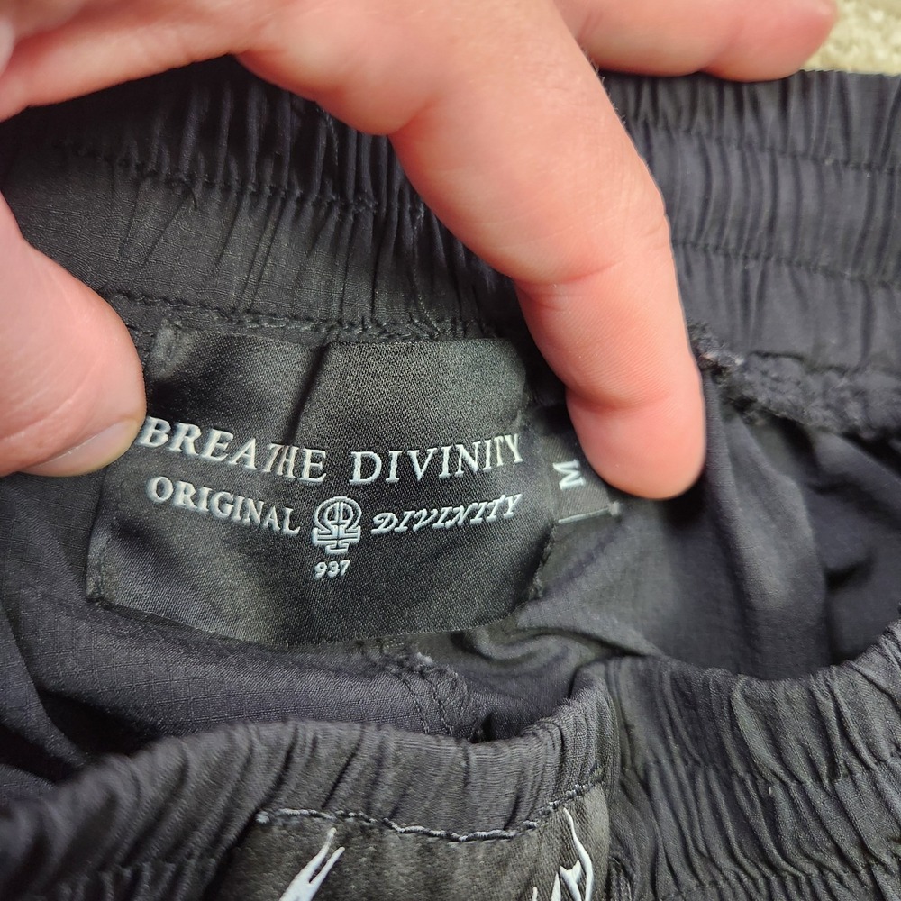 Breathe Divinity Track Pants Men Medium Dark Shadow Tribal Uncuffed Nylon Woven - Picture 3 of 12